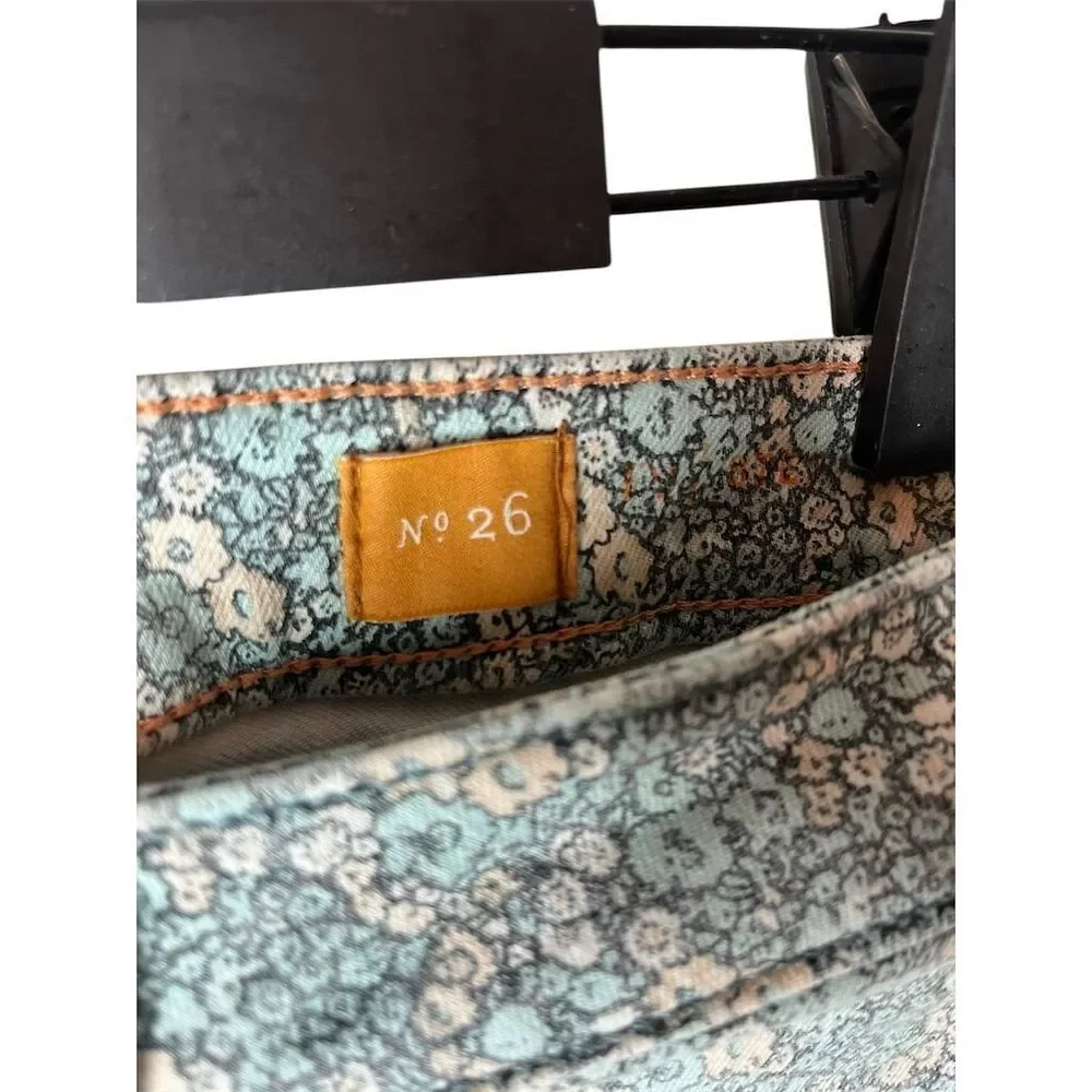 PILCRO & THE LETTER PRESS X ANTHROPOLOGIE BLUE‎ FLORAL PRINT CROPPED JEANS